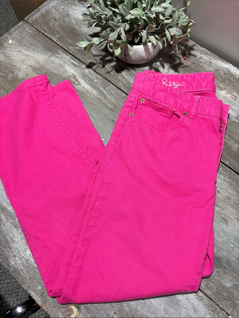 Lilly Pulitzer signature 5-pocket hot pink jeans
